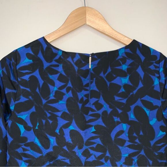 J. Crew Dress Women’s 00 Black Blue Floral Petal Pattern Pencil Business Work - Picture 5 of 10